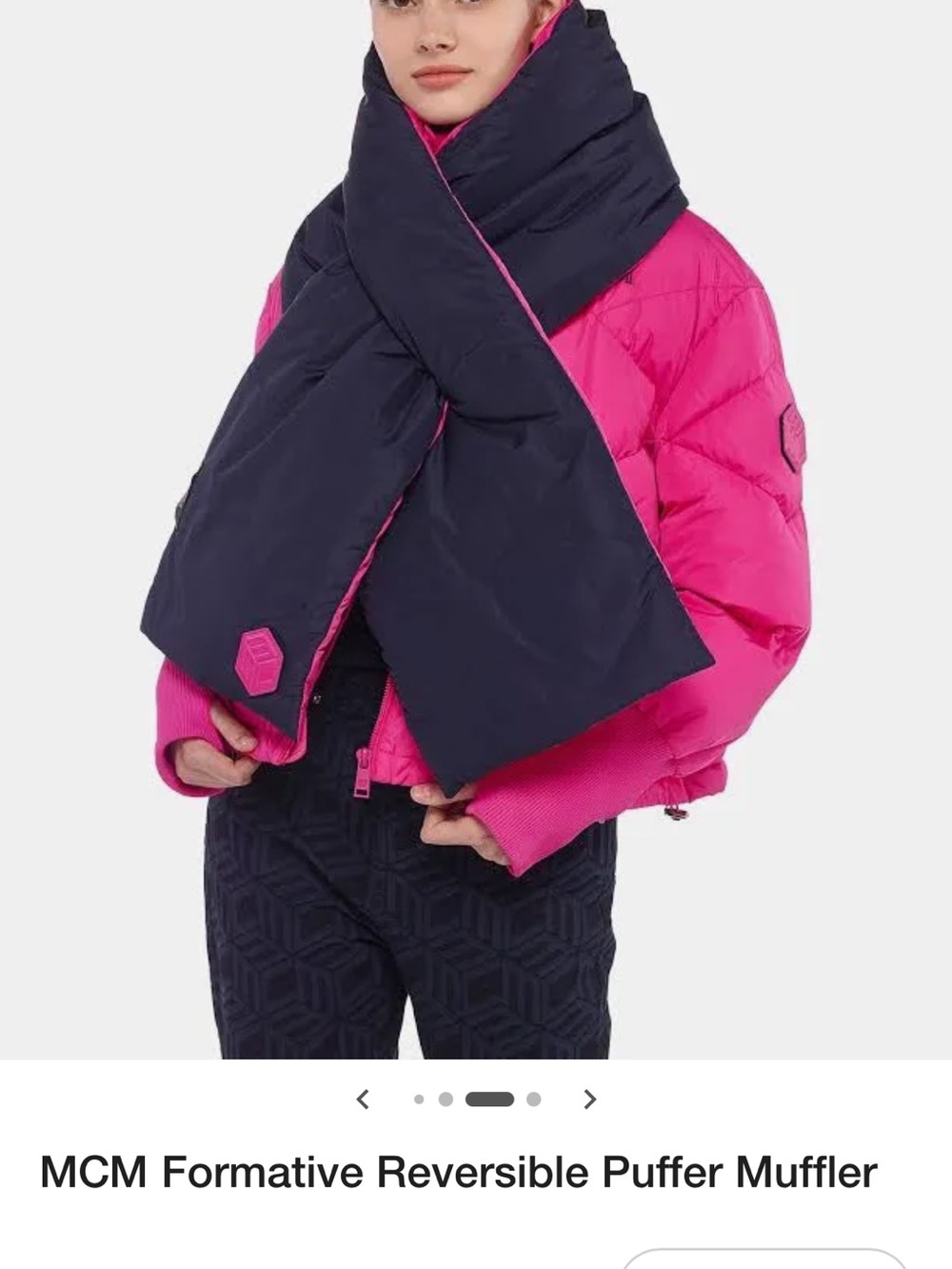 MCM Reversible Puffer Scarf in Bright Pink - Picture 2 of 6